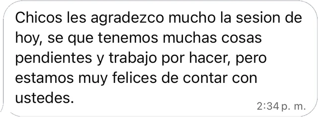 Mensaje de WhatsApp de Cootrasec a Frato: Chicos les agradezco mucho la sesion de hoy, se que tenemos muchas cosas pendientes y trabajo por hacer, pero estamos muy felices de contar con ustedes.