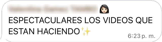 Mensaje de WhatsApp de El Tambo a Frato: ESPECTACULARES LOS VIDEOS QUE ESTAN HACIENDO ✨
